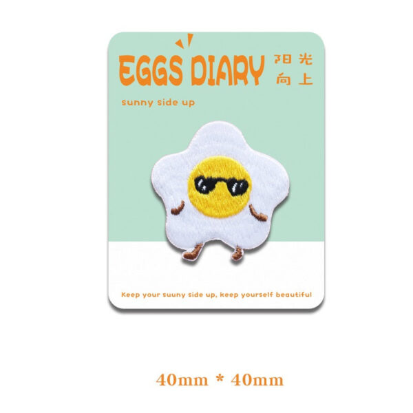 Self-Adhesive Fried Eggs Diary Embroidered Patches 4PCS - Image 5