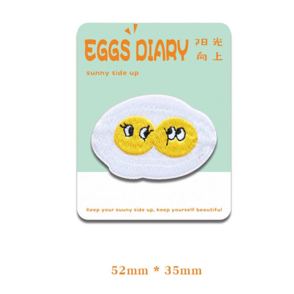 Self-Adhesive Fried Eggs Diary Embroidered Patches 4PCS - Image 4