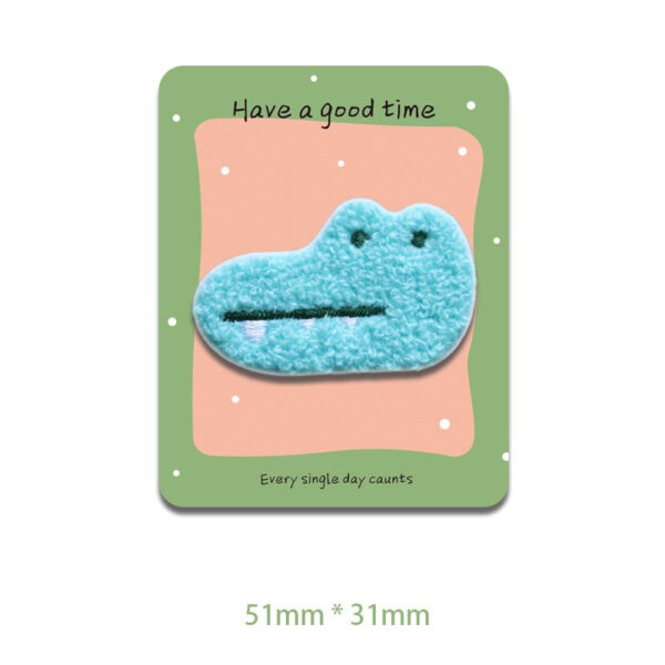 Self-Adhesive Plush Cartoon Animal Head Embroidered Patches 6 Pack - Image 7
