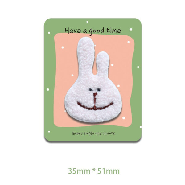 Self-Adhesive Plush Cartoon Animal Head Embroidered Patches 6 Pack - Image 5