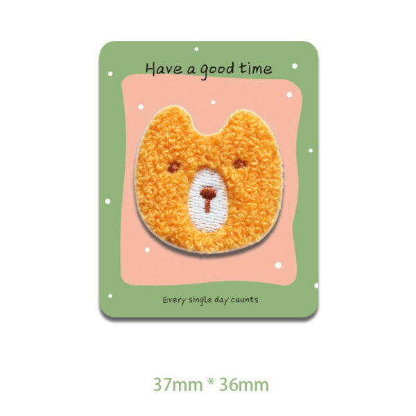 Self-Adhesive Plush Cartoon Animal Head Embroidered Patches 6 Pack - Image 6