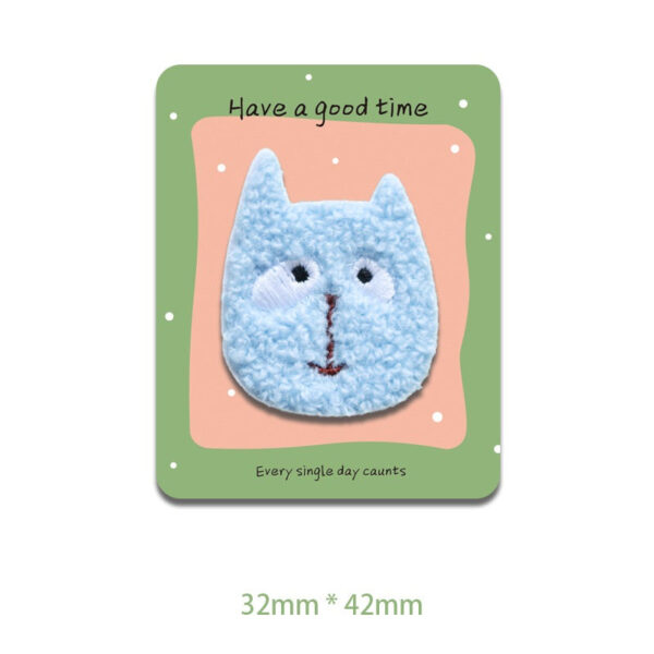 Self-Adhesive Plush Cartoon Animal Head Embroidered Patches 6 Pack - Image 2