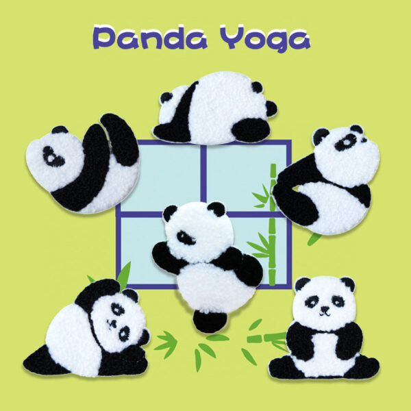 Self-Adhesive Plush Yoga Panda Embroidered Patches 6PCS - Image 2