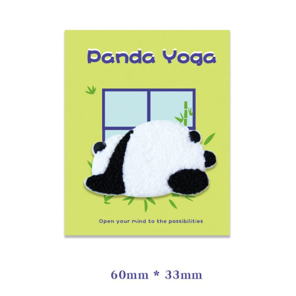 Self-Adhesive Plush Yoga Panda Embroidered Patches 6PCS - Image 3