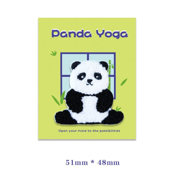 Self-Adhesive Plush Yoga Panda Embroidered Patches 6PCS - Image 6
