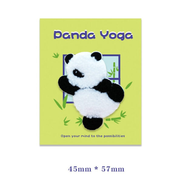 Self-Adhesive Plush Yoga Panda Embroidered Patches 6PCS - Image 5