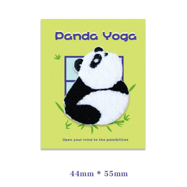 Self-Adhesive Plush Yoga Panda Embroidered Patches 6PCS - Image 8
