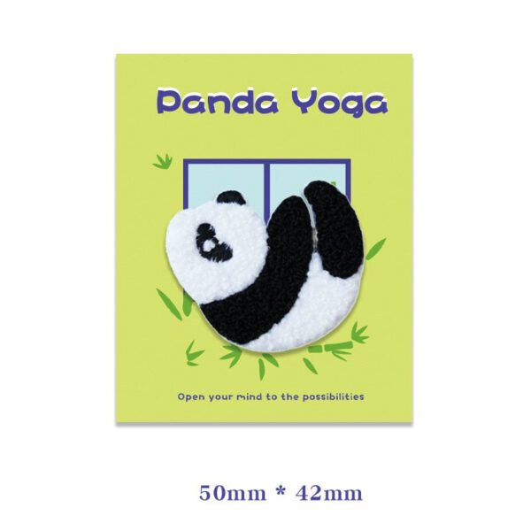 Self-Adhesive Plush Yoga Panda Embroidered Patches 6PCS - Image 7