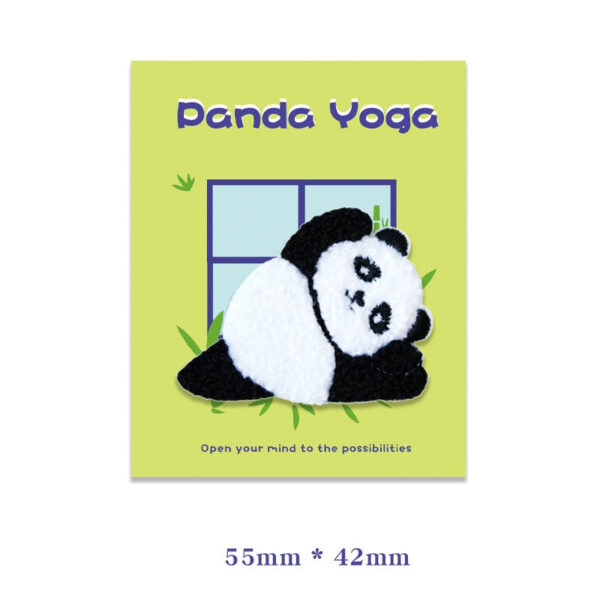 Self-Adhesive Plush Yoga Panda Embroidered Patches 6PCS - Image 4