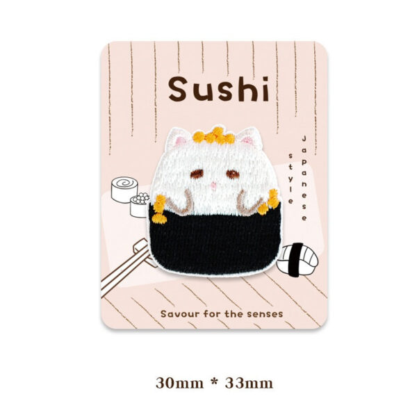 Charming Japanese - Style Cat & Sushi Embroidered Patches 5PCS - Image 5