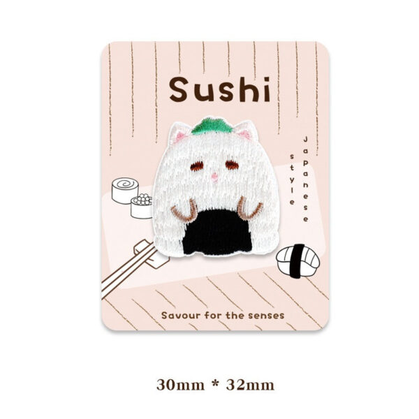 Charming Japanese - Style Cat & Sushi Embroidered Patches 5PCS - Image 6