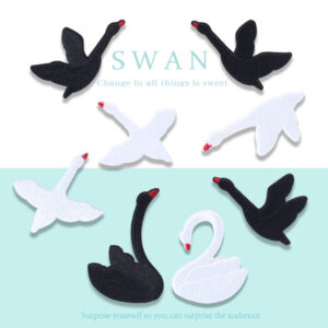 Elegant Self - Adhesive Swan Embroidered Patches 8pcs