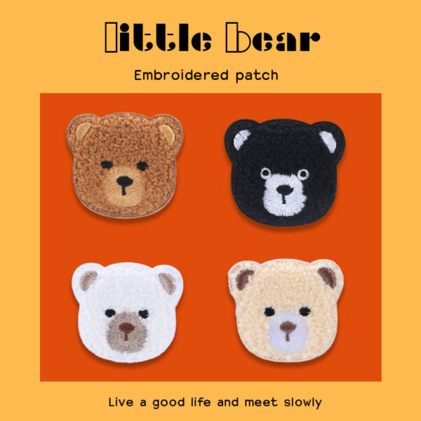 Self-Adhesive Bear Head Embroidered Decoration Patches 4 Pack - Image 2