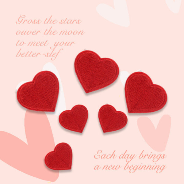 15 Colors Love Heart Self-Adhesive Embroidered Patches 30 Pack(Small + Large) - Image 2