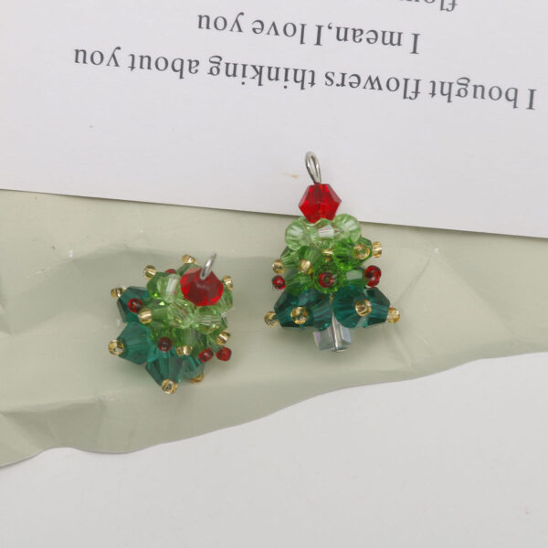 Colorful Glass Bead Handmade Christmas Tree Pendant Hanging Ornaments 5pcs - Image 4