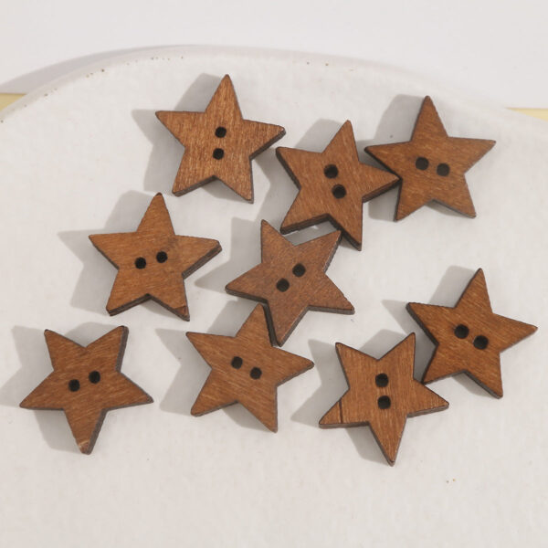 Creative Wooden Brown Star and Small Bone Two-Hole Buttons 40pcs - Image 2