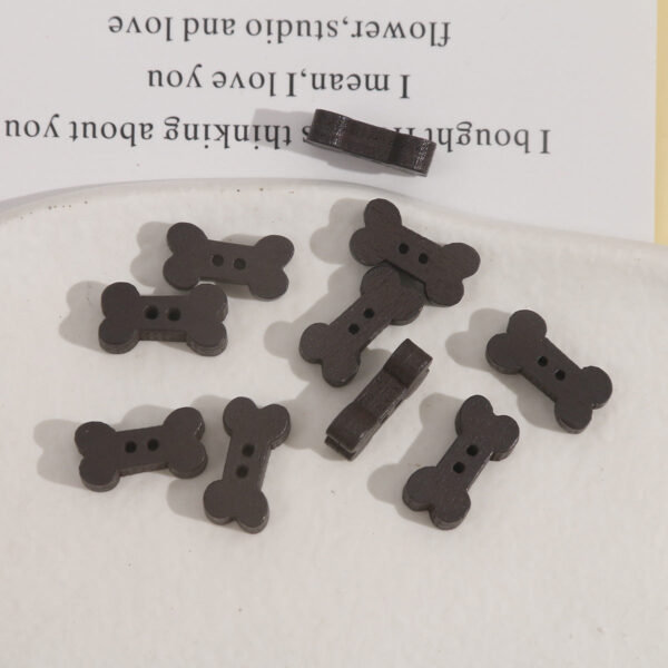 Creative Wooden Brown Star and Small Bone Two-Hole Buttons 40pcs - Image 3